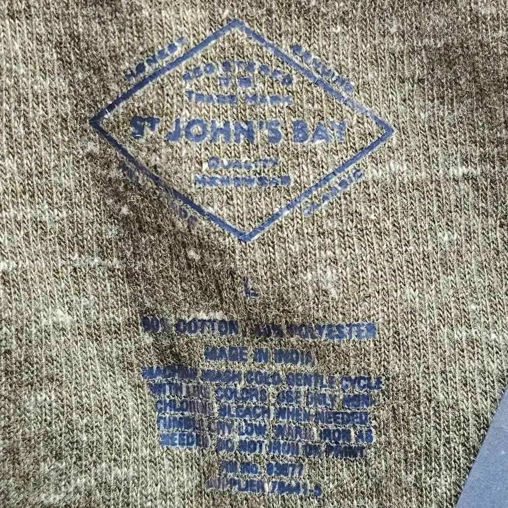 NWT St Johns Bay Henley Shirt Men L Olive Green Long Sleeve Buttons Casual - Picture 4 of 13